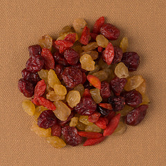 Image showing Circle of mixed dried fruits