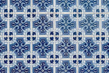 Image showing Traditional Portuguese glazed tiles