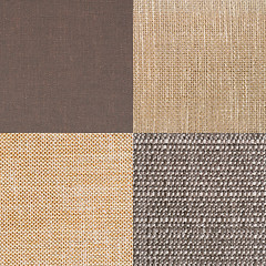 Image showing Set of brown fabric samples