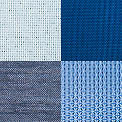 Image showing Set of blue fabric samples