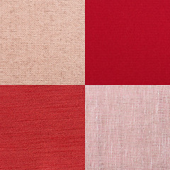 Image showing Set of pink fabric samples