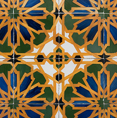 Image showing Traditional Portuguese glazed tiles