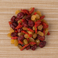 Image showing Circle of mixed dried fruits