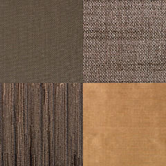 Image showing Set of brown fabric samples