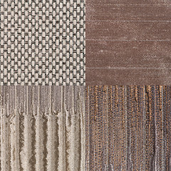 Image showing Set of brown fabric samples