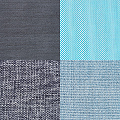 Image showing Set of blue fabric samples