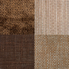 Image showing Set of brown fabric samples