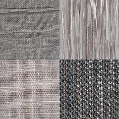 Image showing Set of blue fabric samples