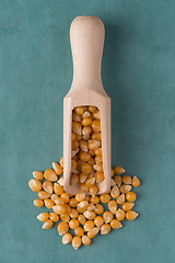 Image showing Wooden scoop with corn