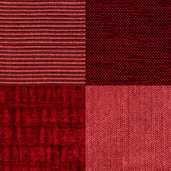 Image showing Set of red fabric samples