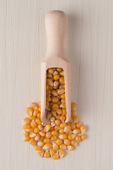 Image showing Wooden scoop with corn