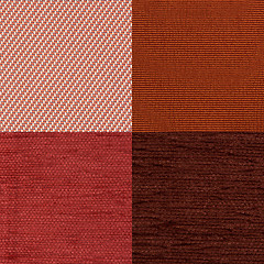 Image showing Set of red fabric samples