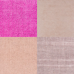 Image showing Set of pink fabric samples