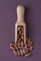 Image showing Wooden scoop with pinto beans