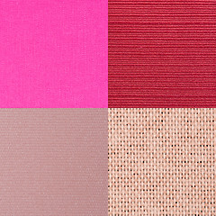 Image showing Set of pink fabric samples