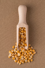 Image showing Wooden scoop with corn