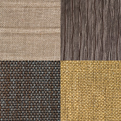 Image showing Set of brown fabric samples