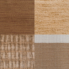 Image showing Set of brown fabric samples