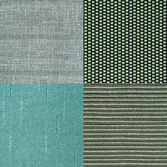 Image showing Set of green fabric samples