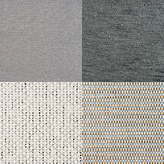 Image showing Set of blue fabric samples