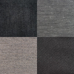 Image showing Set of blue fabric samples