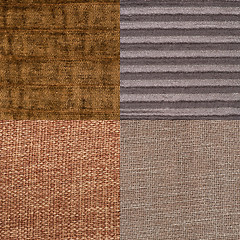 Image showing Set of brown fabric samples