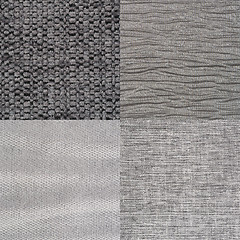 Image showing Set of blue fabric samples