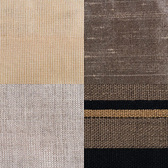 Image showing Set of brown fabric samples