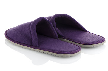 Image showing A pair of purple slippers