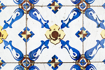 Image showing Traditional Portuguese glazed tiles