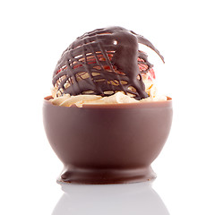 Image showing Strawberry and chocolate pastry mousse