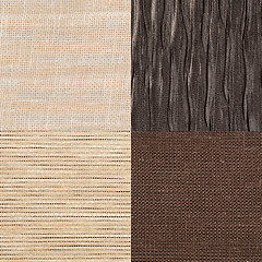 Image showing Set of brown fabric samples