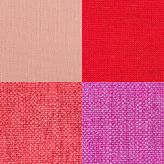 Image showing Set of pink fabric samples