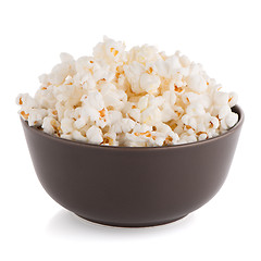 Image showing Popcorn in a brown bowl