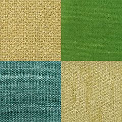 Image showing Set of green fabric samples