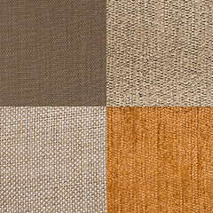 Image showing Set of brown fabric samples