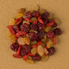 Image showing Circle of mixed dried fruits