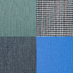 Image showing Set of blue fabric samples