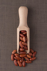 Image showing Wooden scoop with red beans