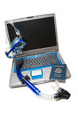 Image showing Laptop and snorkeling