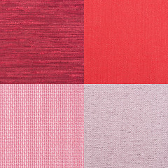 Image showing Set of pink fabric samples