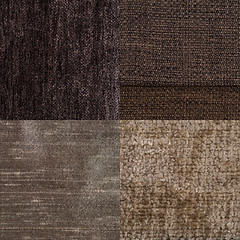 Image showing Set of brown fabric samples