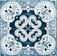 Image showing Traditional Portuguese glazed tiles