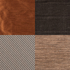 Image showing Set of brown fabric samples