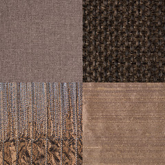 Image showing Set of brown fabric samples