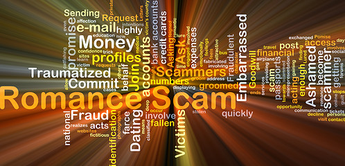 Image showing Romance scam background concept glowing