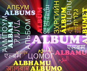 Image showing Album multilanguage wordcloud background concept glowing
