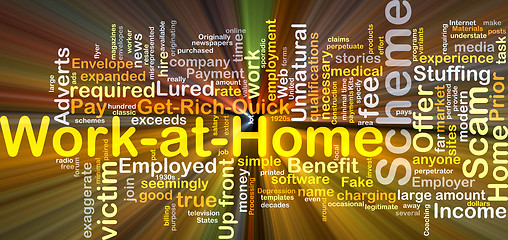 Image showing Work at home scheme background concept glowing