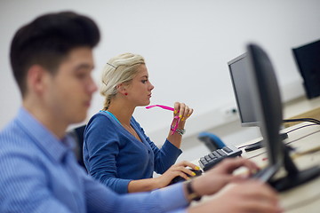 Image showing students group in computer lab classroom