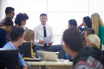 Image showing students with teacher  in computer lab classrom